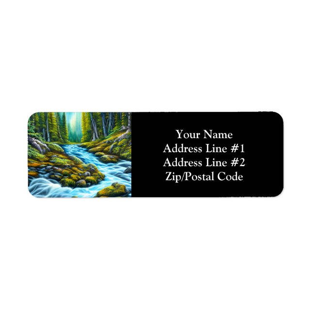 Magic Wilderness Bubbling Brook Returadress Etikett (Framsidan)