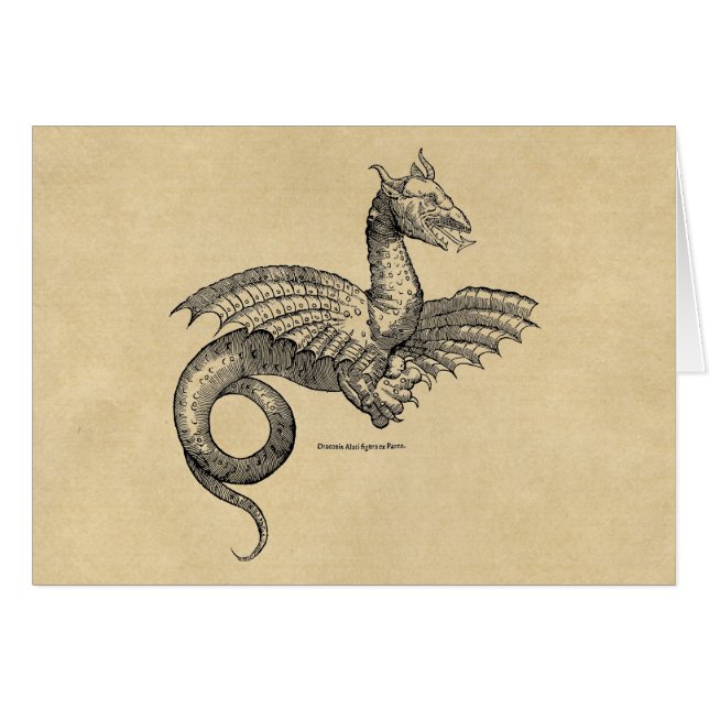 Magic Winged Dragon Greeting Card Hälsningskort (Framsidan Horizontal)