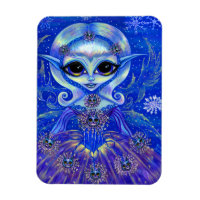 Magic Winter Fairy Girl Cats Snöflingor Big Öga