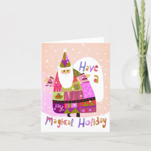 Magic Winter Santa BLANK Greeting Card Tack Kort