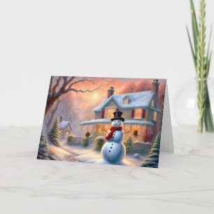 Magic Winter Snögubbe House-jul Kort