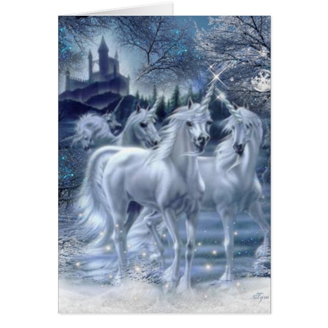 Magic Winter Unicorn Fantasy Hälsningskort (Framsidan)
