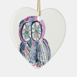 Magic Winter Watercolor Uggla Julgransprydnad Keramik