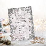 Magic Winter Wonderland Bröllop Program<br><div class="desc">Inledning av Bröllopsprogrammet Magic Winter Wonderland: ett krympande silver firande i lyxfiktiva stil. Det kommer att framkalla en vit jul som är noggrant utformad för att ge er speciella dag en tidlös elegans av silver Juldekorationer på en magisk, gnistrande, snöliknande bakgrund. När du påbörjar din resa som gift par, låt...</div>