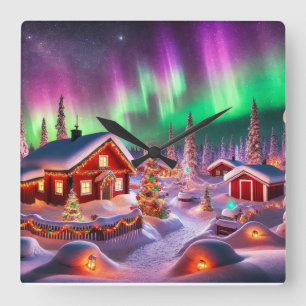 Magic Winter Wonderland: Santa's Village Fyrkantig Klocka
