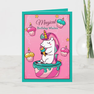 Magic Wish Unicorn   Födelsedagskort för flickor Kort
