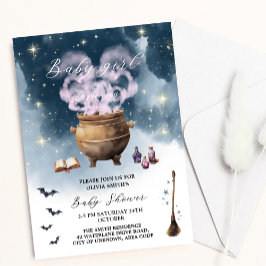 Magic Witch Cauldron Flicka Brewing Baby Shower Inbjudningar