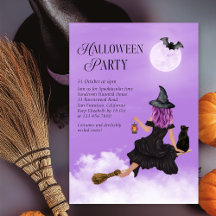 Magic Witch Lila Halloween fest bjudande