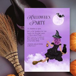 Magic Witch Lila Halloween fest bjudande Inbjudningar