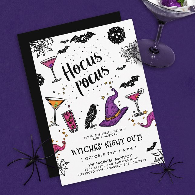 Magic Witches Night Out Colorful Halloween Drink Inbjudningar (Skapare uppladdad)