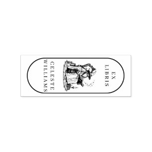 Magic Wizard Ex Libris Bibliotek Bookplate Bok Stämpel