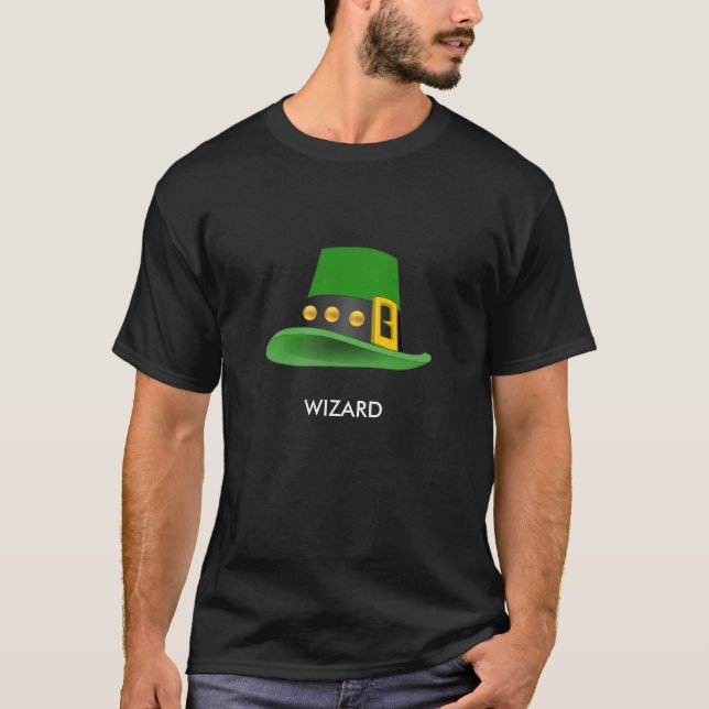 Magic Wizard-Grönt Hat T Shirt (Framsida)