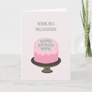Magic Wizard Rosa Birthdae Birthday Cake Card Kort