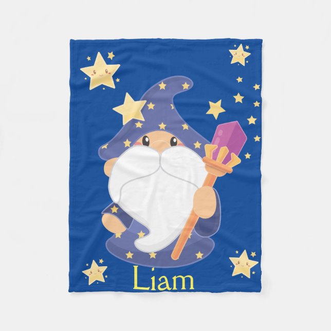Magic Wizard, Sorcerer & Stars Nursery Fleecefilt (Framsidan)