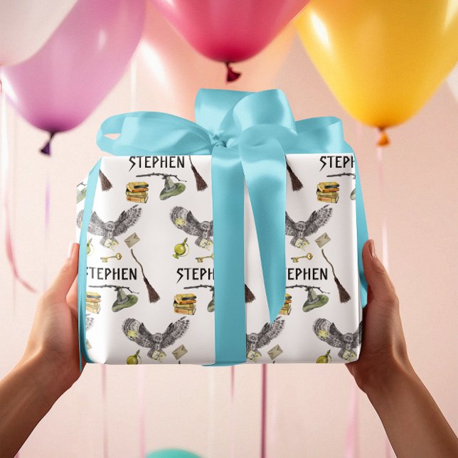 Magic Wizard Witch School Uggla Personlig Presentpapper (Skapare uppladdad)