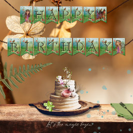 Magic Woodland Fairy First Birthday Bunting Flagga