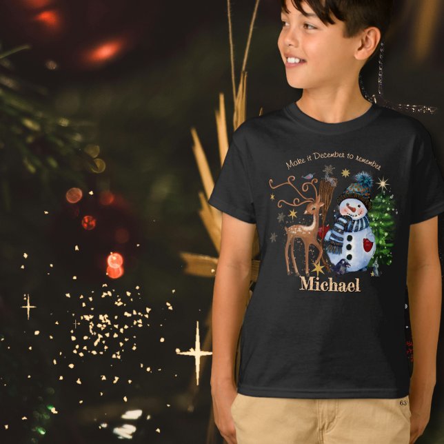 Magic Woodland Friends God Jul Shirt for Boys T (Magical Woodland Friends Christmas Shirt for Boys )
