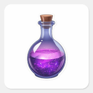 Magical 3D Purple Potion Bottle Fantasy Sticker Fyrkantigt Klistermärke