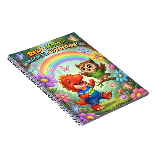 Magical adventure whimsical rainbow kids spiral anteckningsbok (Högra Sidan)