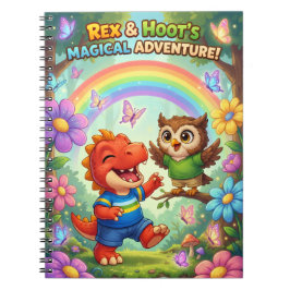 Magical adventure whimsical rainbow kids spiral anteckningsbok