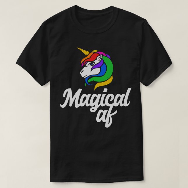 Magical AF  Magic unicorn retro rainbow tee s  (Design framsida)