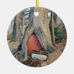 Magical älvahus julgransprydnad keramik