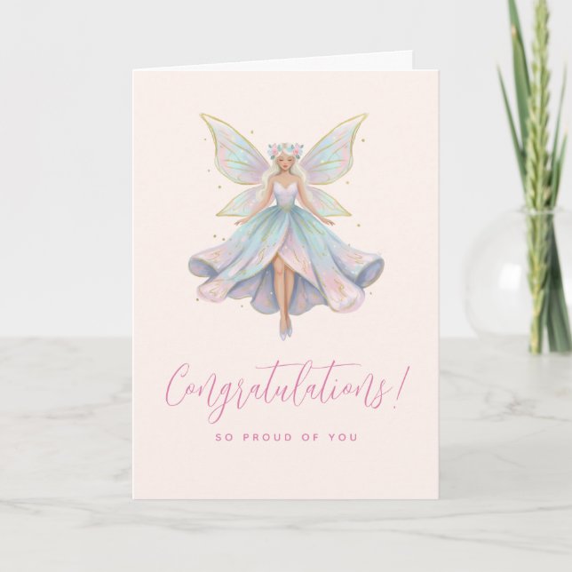 Magical Angel Fairy Pastel Colors Graduation Kort (Framsida)
