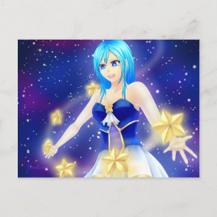 Magical animestjärnaflicka vykort