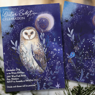Magical Barn Owl Winter Solstice Celebration Inbjudningar