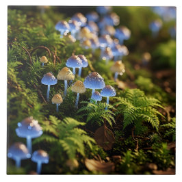 Magical Bioluminescent Fungi - Deep Forest Kakelplatta