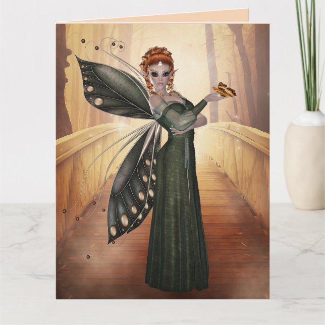 MAGICAL BIRTHDAY FAIRY FOREST GIRL Greeting Cards Kort (Framsida)