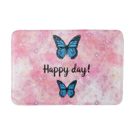 Magical blue butterfly pink glitter art badrumsmatta