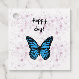 Magical blue butterfly pink glitter art gåvor etiketter