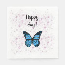 Magical blue butterfly pink glitter art pappersservett