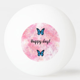 Magical blue butterfly pink glitter art pingisboll