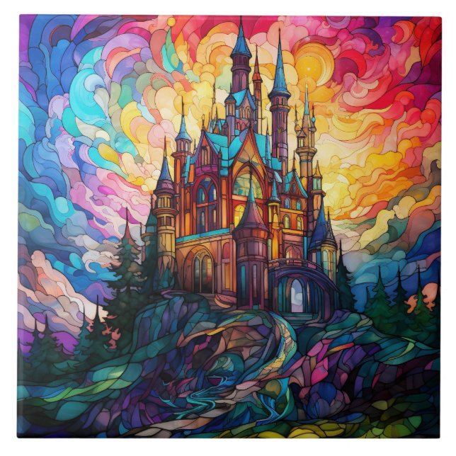 Magical Castle  Stained Glass  Kakelplatta (Framsidan)