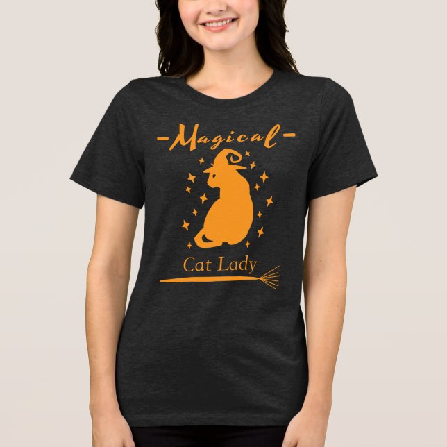 Magical Cat Lady Shirt Cute Halloween Shirt T Shirt (Framsida)