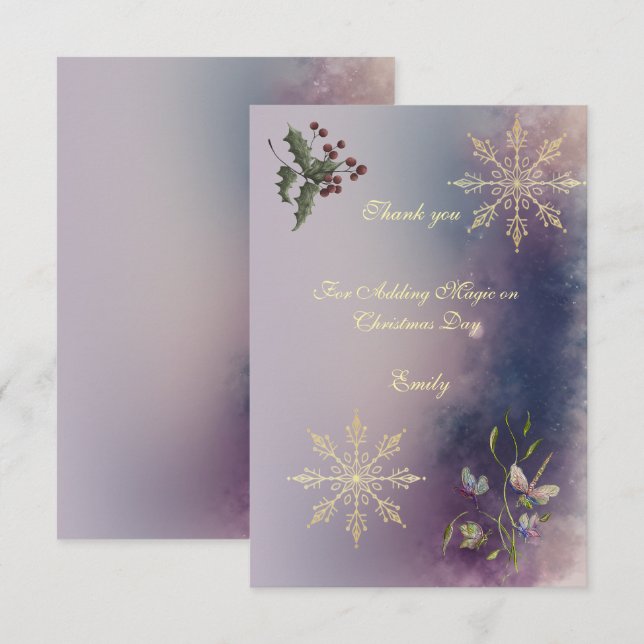 Magical Christmas Glow Birthday Thank you card  Tack Kort (Fram/baksida)