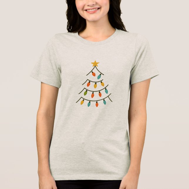 Magical Christmas Light Tree Glow T Shirt (Framsida)