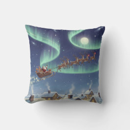 Magical Christmas Night Sky Throw Pillow Santa  Kudde
