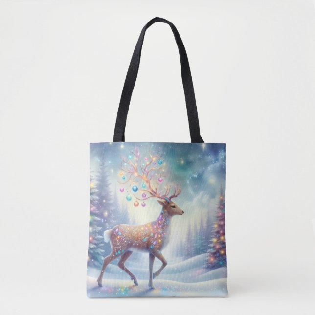 Magical Christmas Reindeer Tote Tygkasse (Framsida)