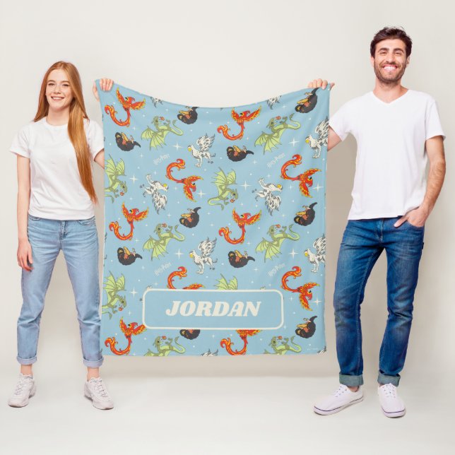 Magical Creatures Vintage Pattern Fleecefilt (På plats)