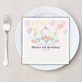 Magical cute unicorn girl birthday celebration pappersservett