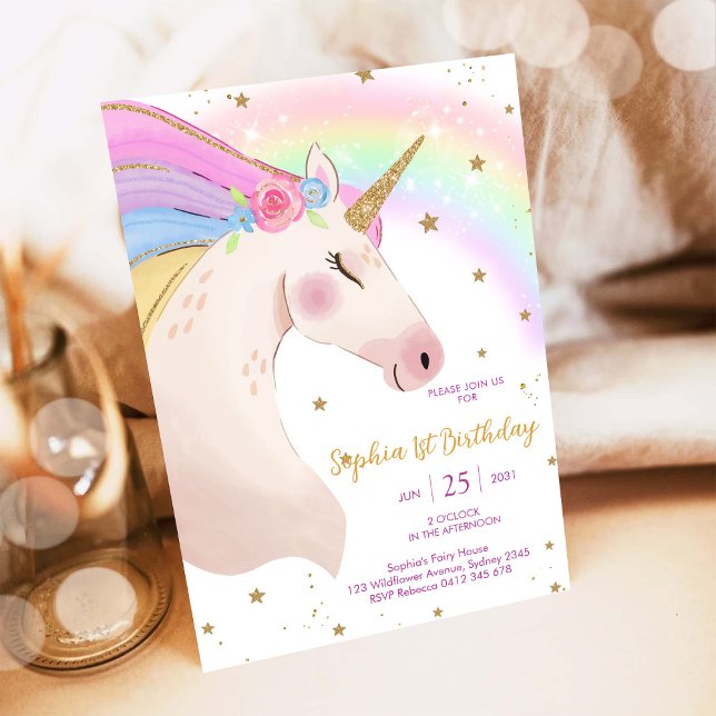 Magical Day Unicorn and Rainbows Birthday Inbjudningar (Skapare uppladdad)