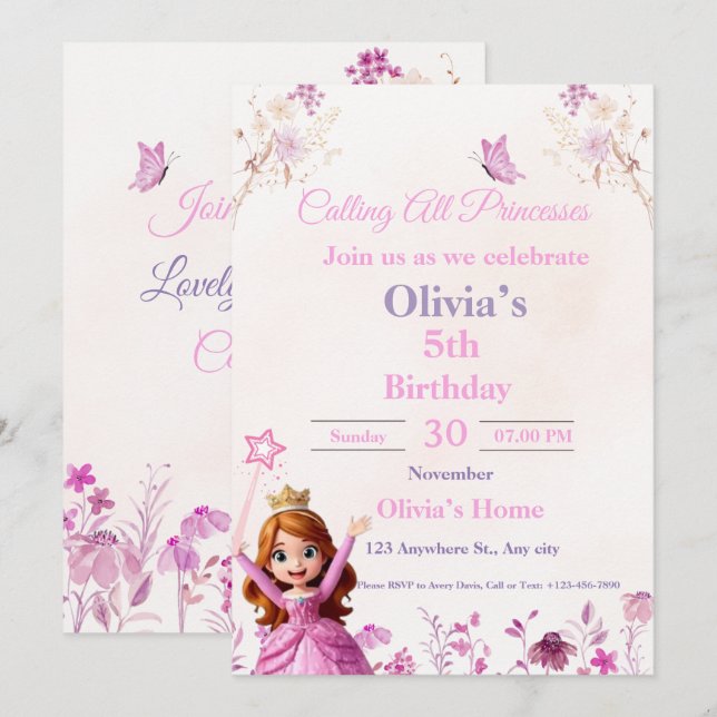 Magical Disney Princess Birthday Card for Girls Julkort (Fram/baksida)