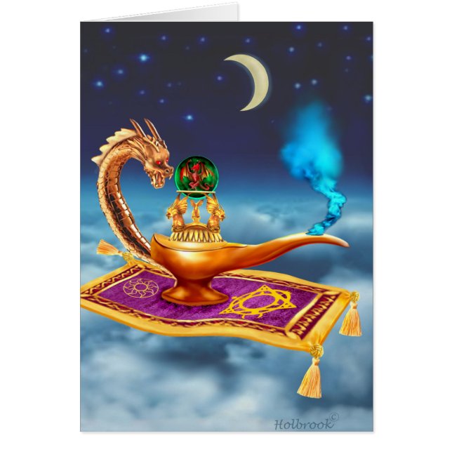 Magical drakelampa hälsningskort (Framsidan)