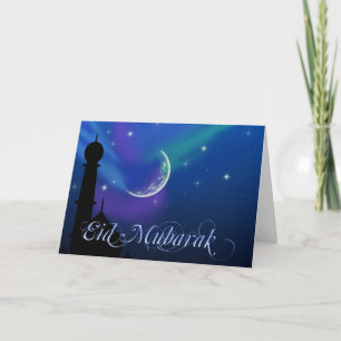 Magical Eid natt - islamiskt hälsningkort Helgkort