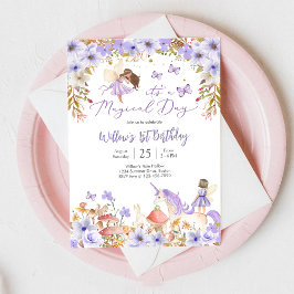 Magical Fairy 1st Birthday Invitation Inbjudningar