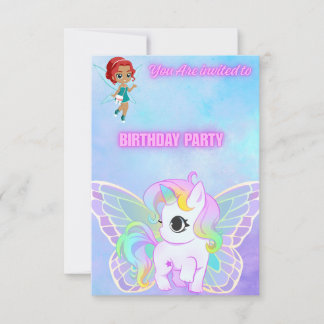 Magical Fairy and Butterfly Unicorn Flat Card OSA Kort
