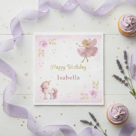 Magical Fairy And Unicorn Girls Birthday Party Pappersservett